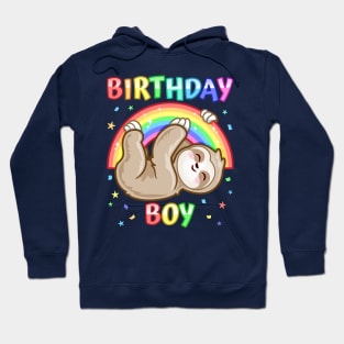 Birthday Boy Adorable Sloth Rainbow Theme Party Animal B-Day Hoodie